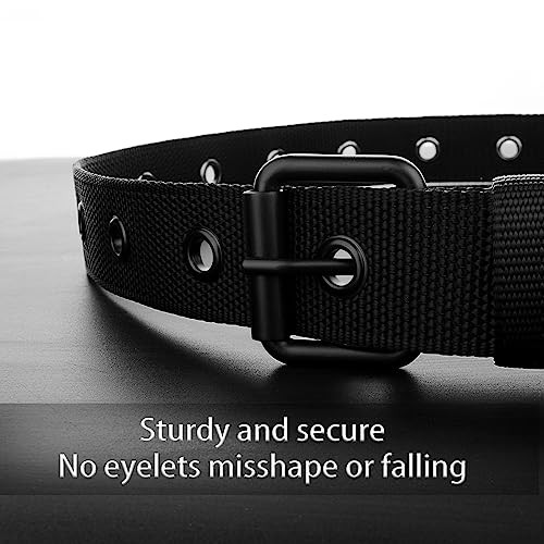 Grommet Belt Mens Nylon Webbing Canvas Belts for Men 39inch for W27-30 Black - Bild 4 von 6