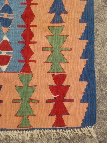 Distressed Fine Vintage Traditional Hand Made Oriental Wool Kilim 5.5x3.8ft - Picture 3 of 12