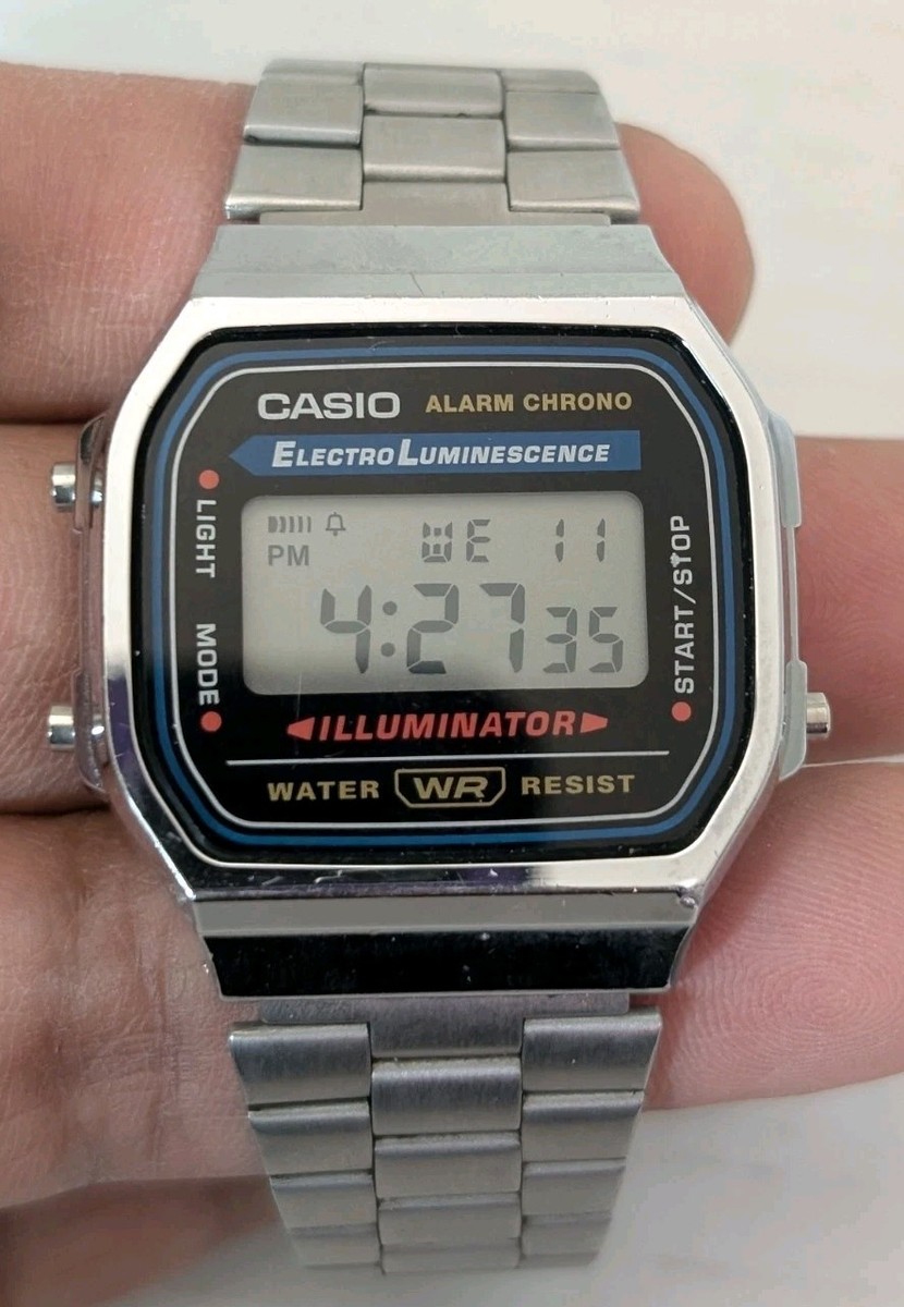 Casio 3298 A168 Illuminator Watch Mens 35mm Silver Tone Digital