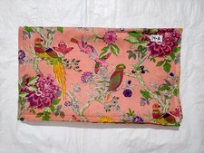 Indian Cotton Hand Block Peach Bird Dressmaking, Sewing Running Fabric 7 YD US