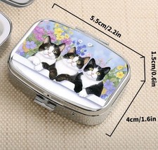 Tuxedo Cat pill box medicine Kitten Trinket NEW Free Ship Stocking Stuffer