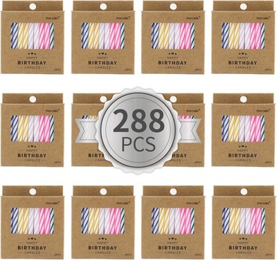 288-Count Multicolored Spiral Birthday Candle, Birthday Candles for Cake,