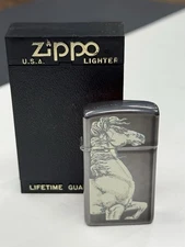 ZIPPO 1995 BARRETT SMYTHE HORSE SLIM  LIGHTER SEALED IN BOX 373A