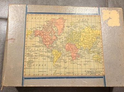 Vintage Joseph K Strauss No 354 Map Of The World 100pWood JigSaw Puzzle Complete