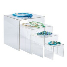 SSWBasics 4, 6, 8, 10 inch Square Nesting Clear Acrylic Display (4 Risers)