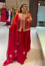 Stunning Look Red Heavy Chinon Top Lehenga With Dupatta For Wedding Wear