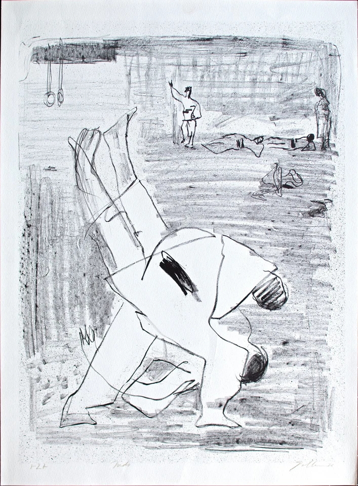Dieter Goltzsche Judo Sport Kampf Lithographie 1976 signiert ostdeutsche Kunst - Bild 4 von 4