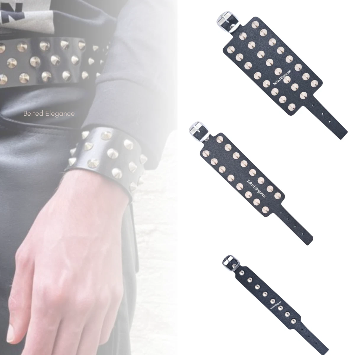 punk rock leather wristband products for sale | eBay UK