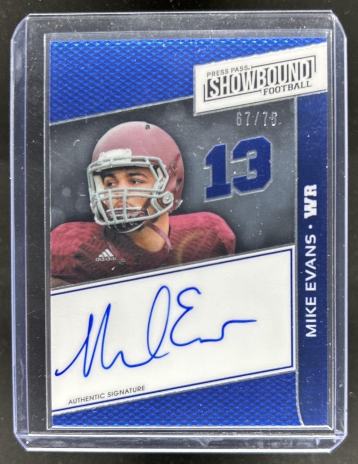 Mike Evans Press Pass Showbound Signatures #SBME Blue