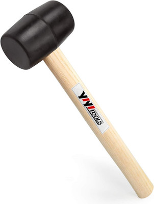 YY-2-005 Rubber Mallet Hammer with Wood Handle 8-Oz, Black