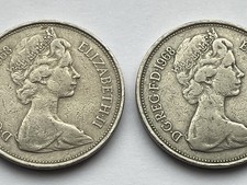 Seltenes Paar (2) 1968 neue Dezimal TEN PENCE Stück Elizabeth II Münzen zirkuliert