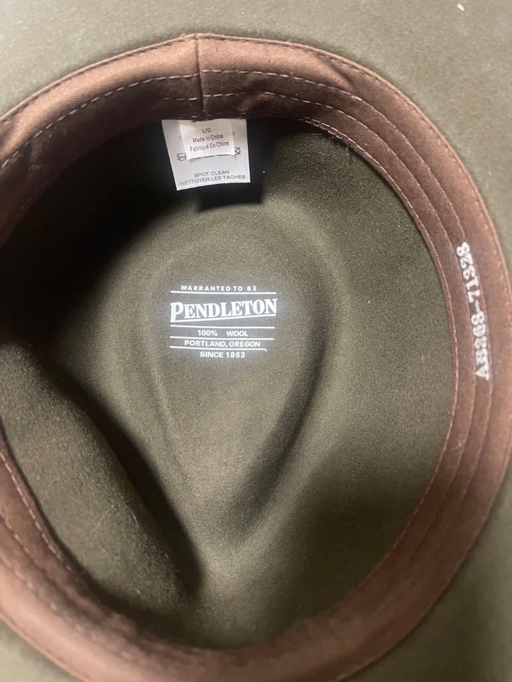 Chapéu pendleton masculino verde 100% lã, leve, com cinto marrom escuro - Imagem 2 de 4