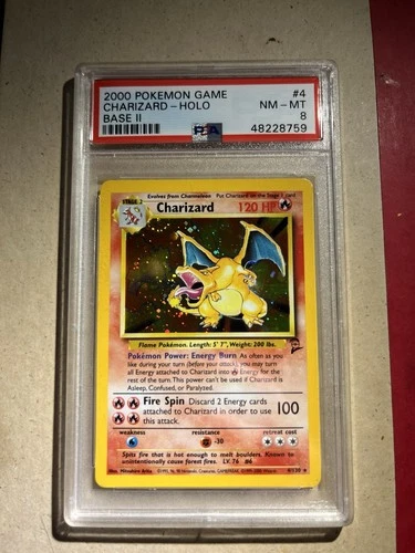 Charizard Base Set 2 Holo Rare 2000 Pokémon TCG PSA 8 Card 4/130 English