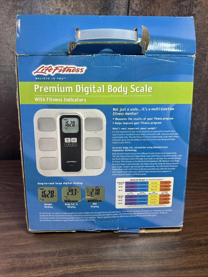 Monitor Life Fitness HBF-400 escala digital IMC perda de gordura corporal prata novo na caixa - Imagem 4 de 4