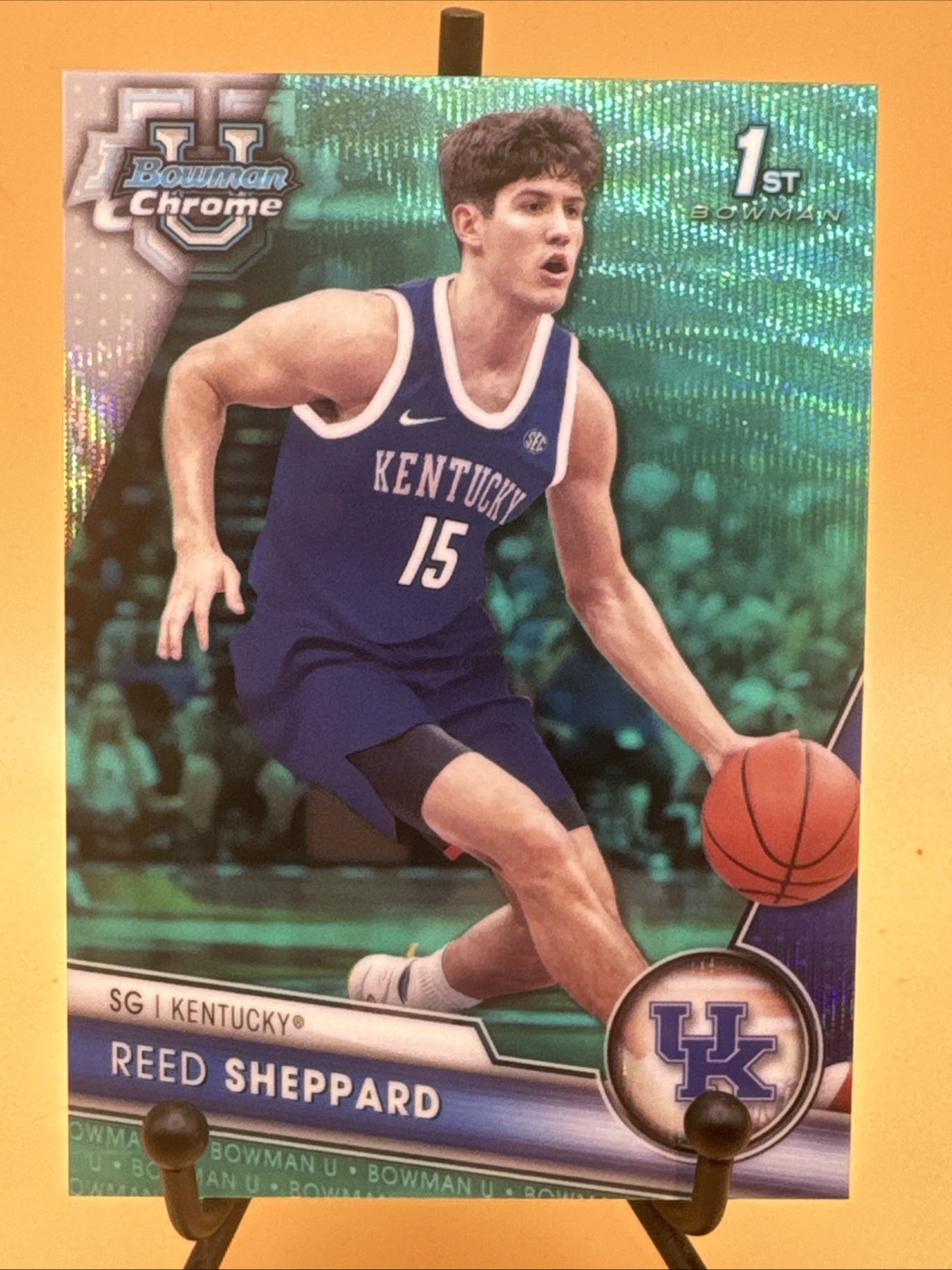 2023-24 Bowman U Chrome Aqua Wave Refractor Reed Sheppard #45 Kentucky /299