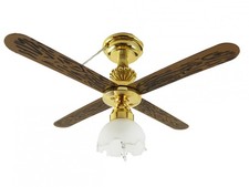 Dolls House Ceiling Fan Light with Tulip Shade Miniature 1:12 Electric Lighting
