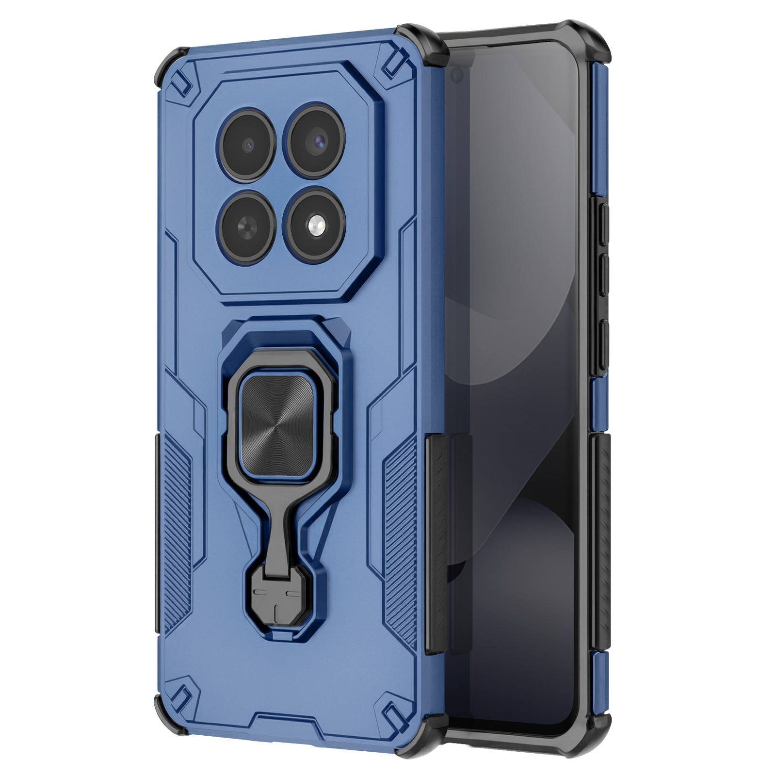 Coque Redmi Note 15 bleu silicone rigide bague rotative support voiture