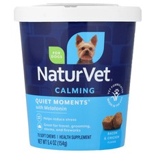 NaturVet Quiet Moments Calming Aid Plus Melatonin 70 Soft Chews Wheat-Free
