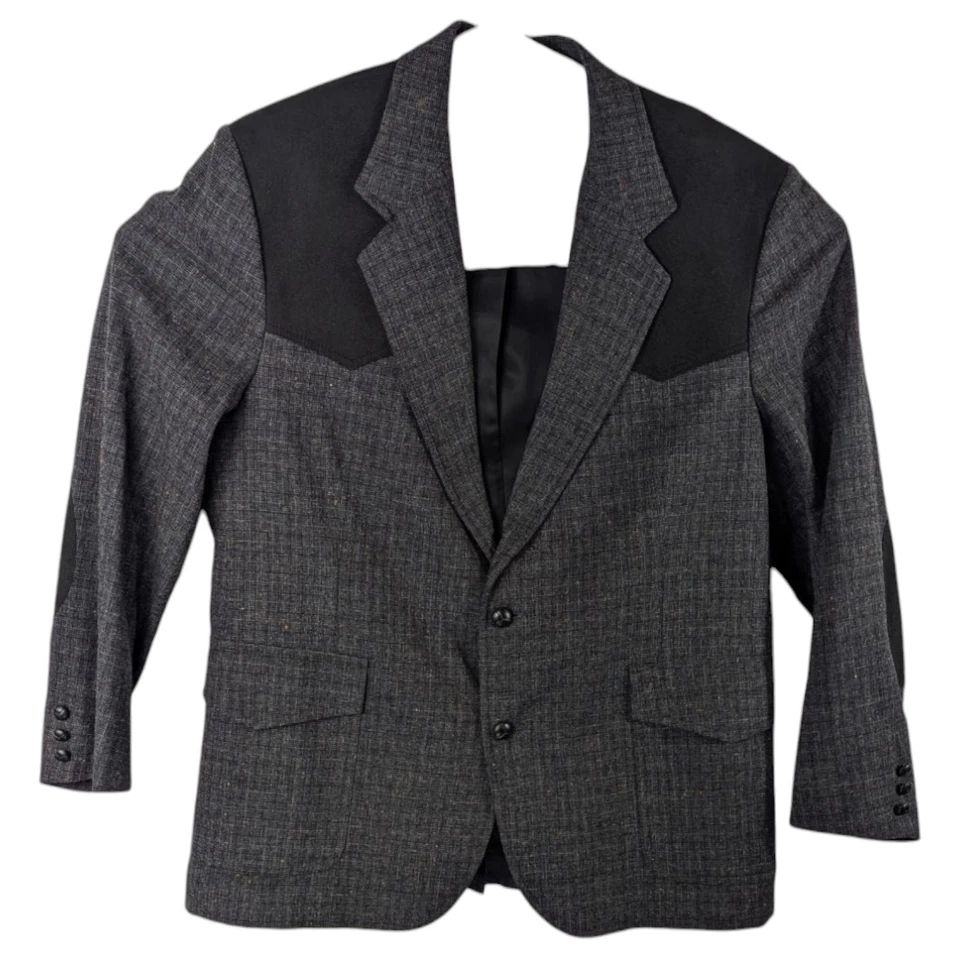 Pendleton Blazer мужской 46 серый шерстяной замшевый локоть нашивка рокабилли ковбойский вестерн - Изображение 2 из 4