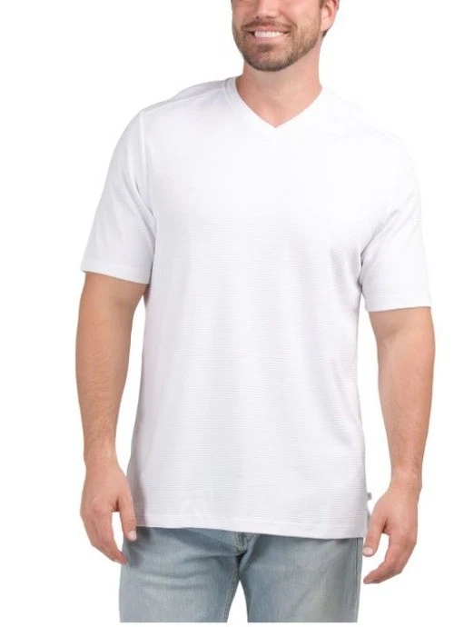 Tommy Bahama Mens White UPF Short Sleeve V-Neck Coastal Crest Top Sz 3XL Big New