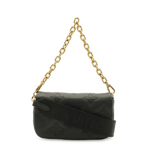 Louis Vuitton Bubblegram Calf Leather 3Way Wallet Bag Women Black One Size