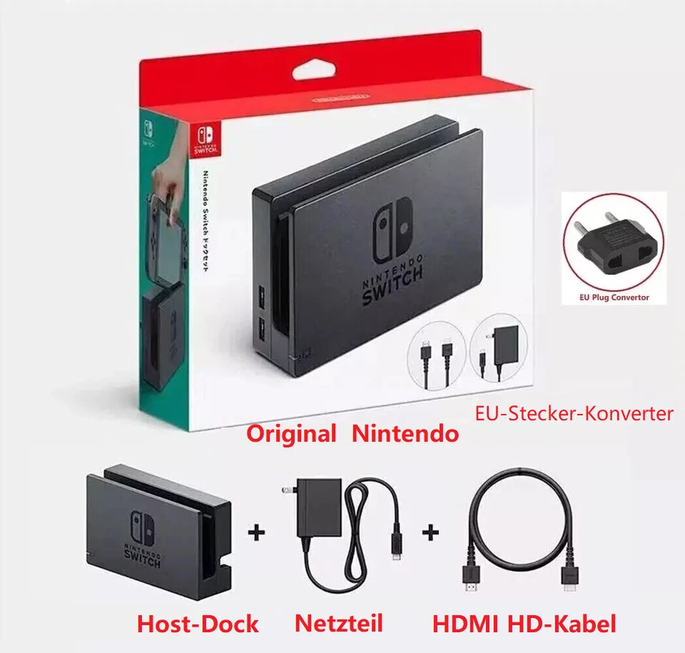 Neues Nintendo Switch TV-Dock, Netzteil, HDMI-Kabel, mehrteiliges Set+EU-Stecker