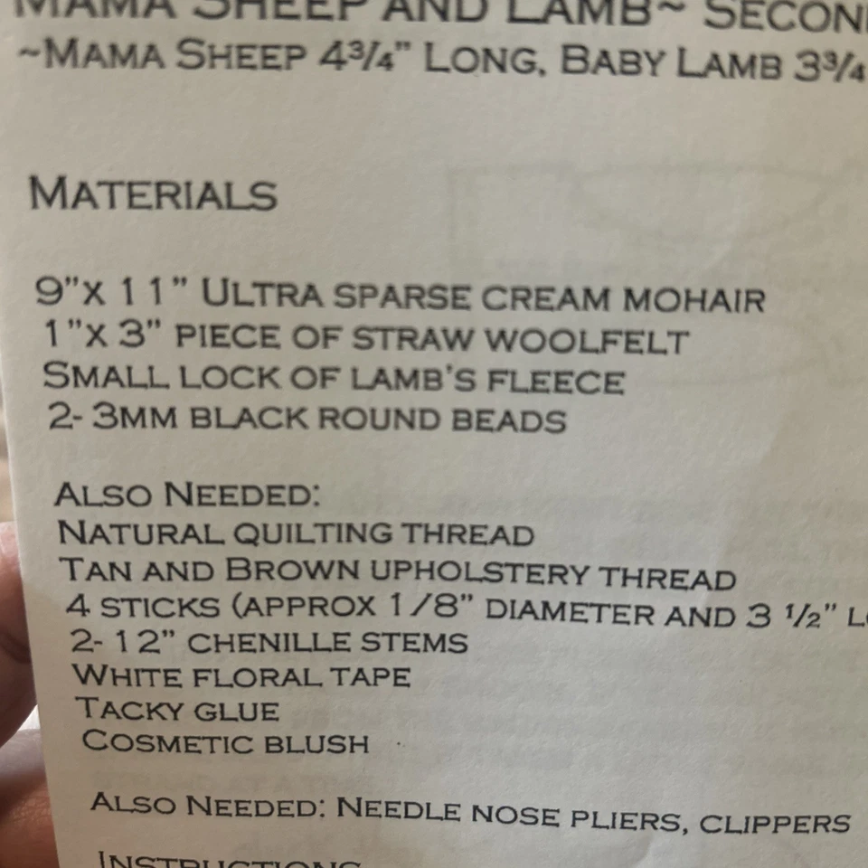 Nativity Series Mohair Sheep Vintage Sewing Pattern Folk Art style - Image 2 of 2