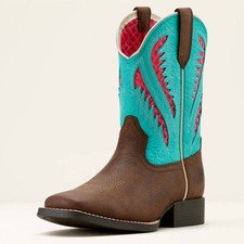 Ariat Girls Quickdraw Venttek Western Boots Rich Clay / Turquoise Floral