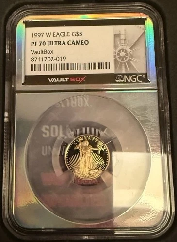 1997 W $5 Gold American Eagle Coin PF70 Ultra Cameo PR70 1/10 Oz “VAULTBOX”