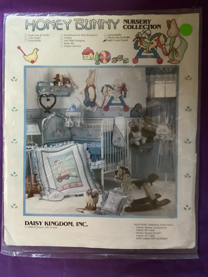 1988 Daisy Kingdom HONEY BUNNY Nursery Collection Crib Bedding Set Lot of 5 New - Image 3 of 4