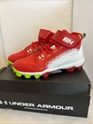 Under Armour Boy's Red/ White/Hyper Green Harper 6 Mid Jr Baseball Cleats  Sz 3Y
