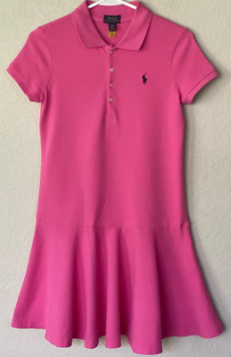 POLO RALPH LAUREN Fuchsia Pink Stretch Mesh Polo Girls Size 12-14 ( L ) Dress