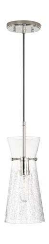 Capital Lighting 342411PN Mila Modern Clear Half-Crackle Glass Pendant Light ... - Picture 1 of 5