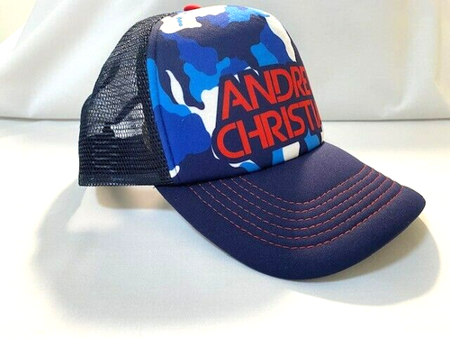 Andrew Christian Mesh Camo Snap Back Trucker/Ball Cap - Blue Camo/Red - Imagen 3 de 5