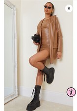 Toffee PU Longline Pocket Detail Blazer