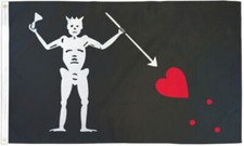 Edward Teach Pirate Flag 3x5ft Jolly Roger Boating Flag Skull 5X3 Flag 100D