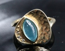 GOLDJUNGE69 * FACETTENREICH  RING (16) PARAIBA APATIT & BRILLANTEN  375 GG