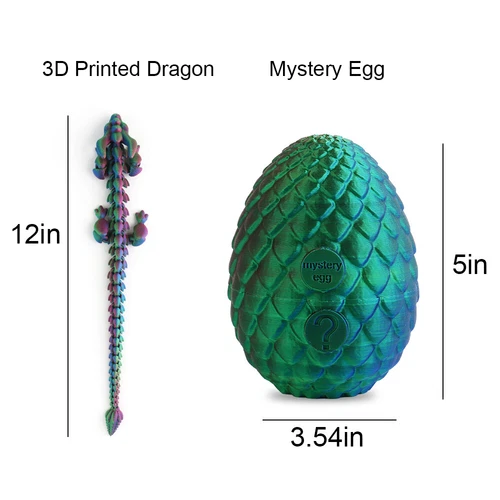 3D-gedruckter gelenkiger Kristalldrache zappeln Spielzeug im Ei Home Office Spielzeug Geschenk - Bild 50 von 55