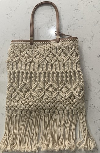Zara Cuerda Macramé Bolsa Red Tejido agotado Boho en tendencia prístina  playa verano | eBay