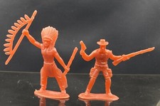 VINTAGE LOT OF 2 TOY COWBOY  INDIAN FIGURES Red rare 
