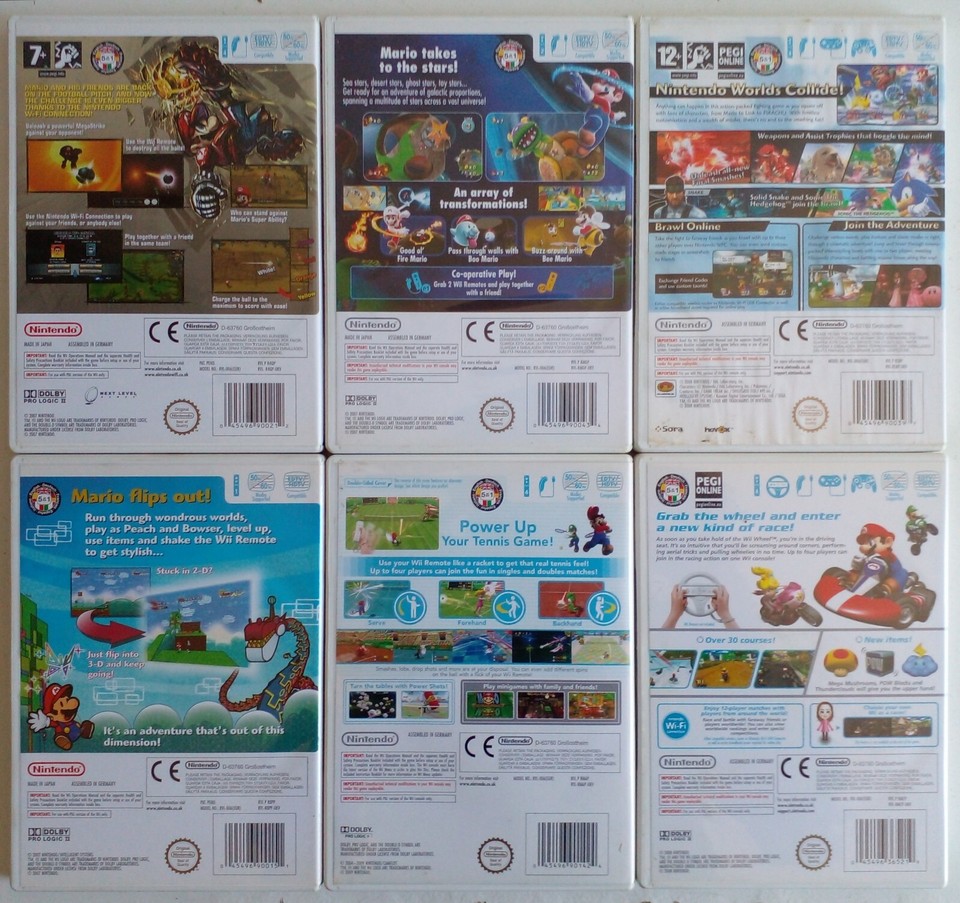 Nintendo Wii Games Super Smash Bros Mario Kart Wii & Wheel Mario