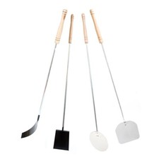 KIT FORNO A LEGNA 4 PEZZI IN ACCIAIO INOX CON MANICO IN LEGNO PER FORNI PIZZERIA