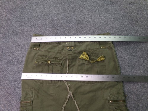 Vintage Y2K NORI Maxi Skirt Green 9 Utility Cargo Pockets Military Canvas 90s - Picture 6 of 9