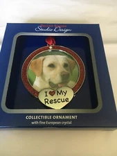 REGENT SQUARE STUDIO DESIGN I ❤️ MY RESCUE  FRAME ENAMEL HOLIDAY ORNAMENT