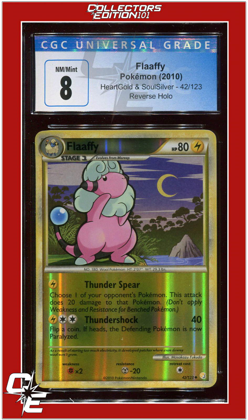 Heartgold & Soulsilver 42 Flaaffy Reverse Holo CGC 8