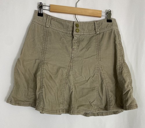 Falda Athleta Whenever 4p Pana Acampanada Línea A Beige Caqui Tostado - Imagen 1 de 7