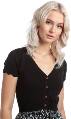Bright & Beautiful »NIGELA VINTAGE PLAIN« CARDIGAN Strickjacke Schwarz Rockabill
