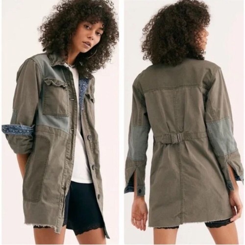 We The Free Olive Green Gray Apollo Ultility Longline Jacket Size Medium