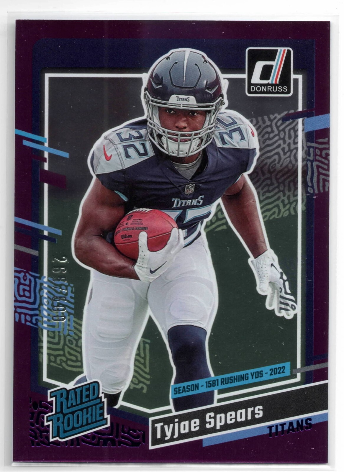 2023 Panini Donruss - Rated Rookie Season Stat Line #396 Tyjae Spears /500 (RC)