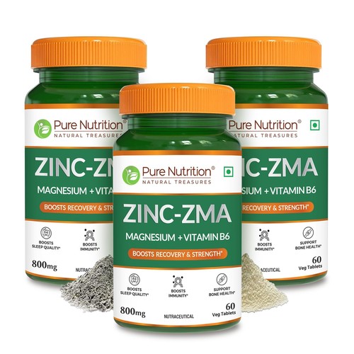 Pure Nutrition Naturals Zinc ZMA Supplement 850mg with Magnesium + Vitamin B6 fo